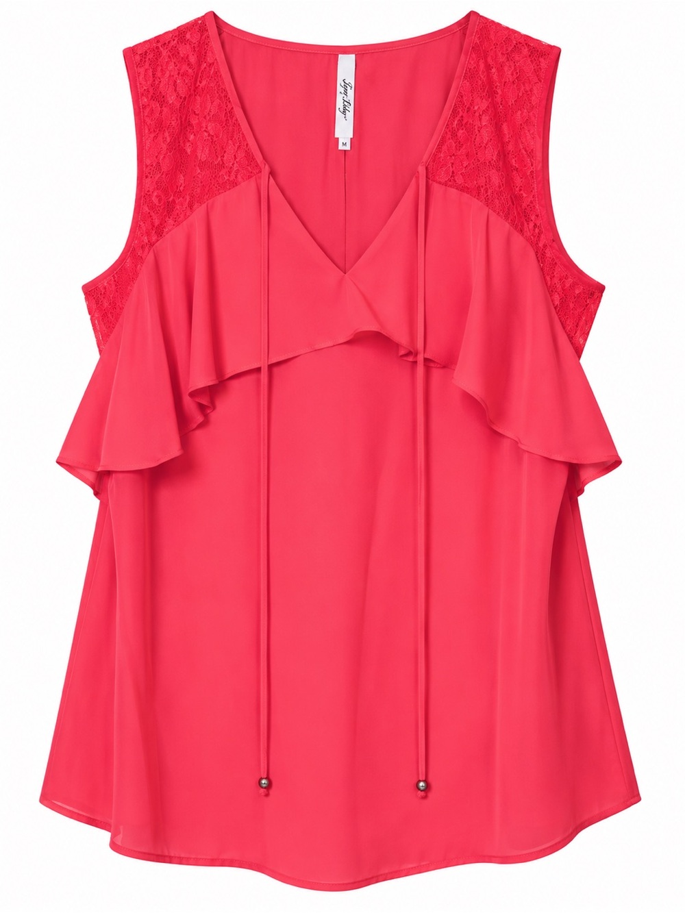 NY Collection Women’s Small Coral Petal Lace Ruffle Sleeveless Top NWT